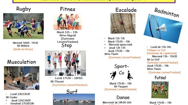 Adhérez à l'association sportive du lycée ! Adhérez à l'association sportive du lycée !