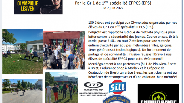 Bilans projets sportifs Pics et Olympiade menés par l'option EPPCS
