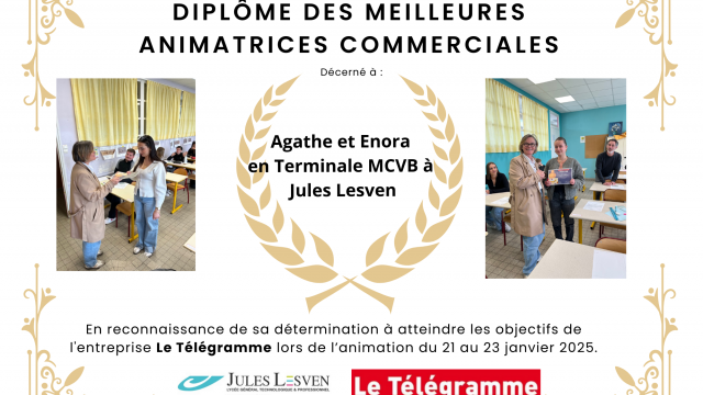 2 élèves de  TMCVB récompensées par Le Télégramme