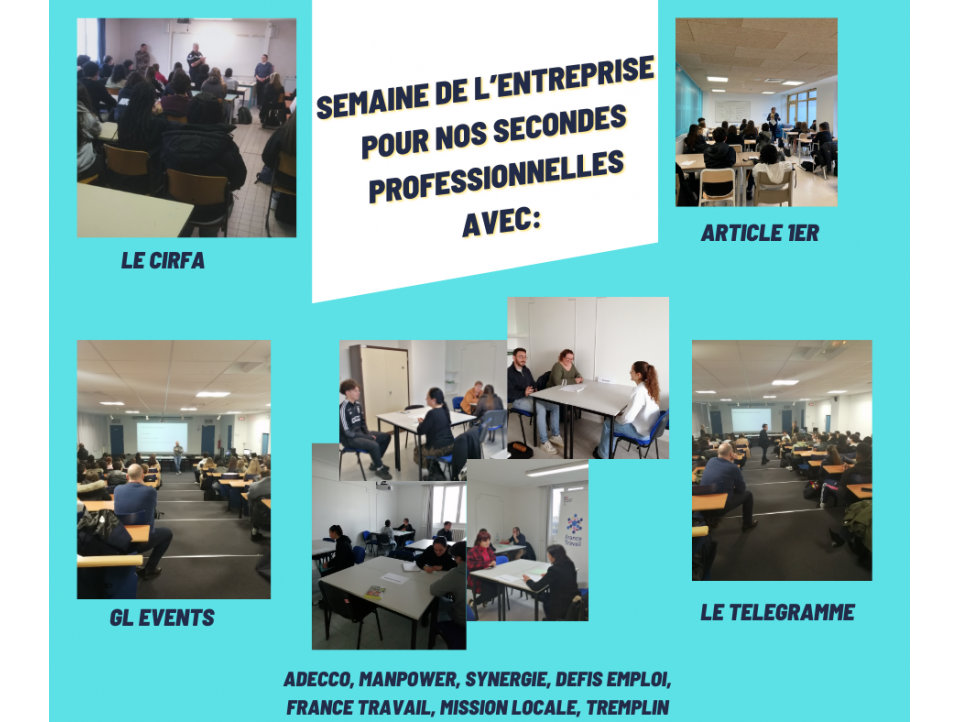 Semaine dédiée à l'Entreprise pour nos secondes professionnelles